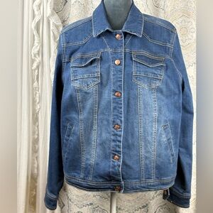 Castaluna Women's Classic Dark Blue Denim Jean Jacket Plus Size 18W
